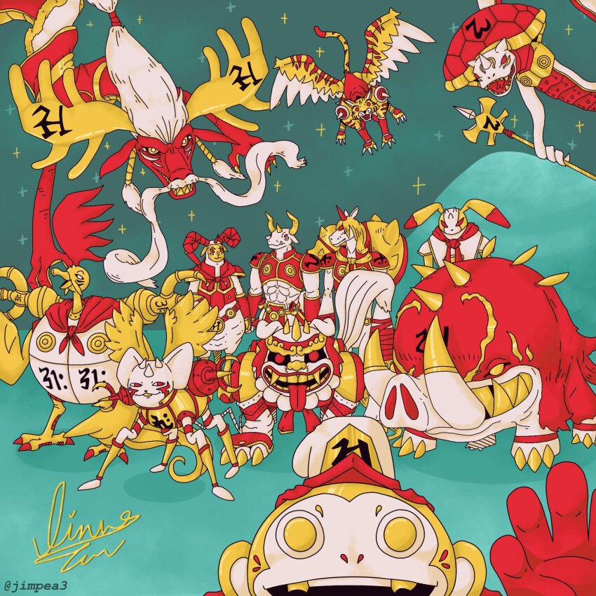 andiramon_(deva) caturamon chinese_zodiac deva_(digimon) digimon digimon_tamers highres indaramon kumbhiramon majiramon makuramon mihiramon pajiramon sandiramon sinduramon tagme vajramon vikaralamon