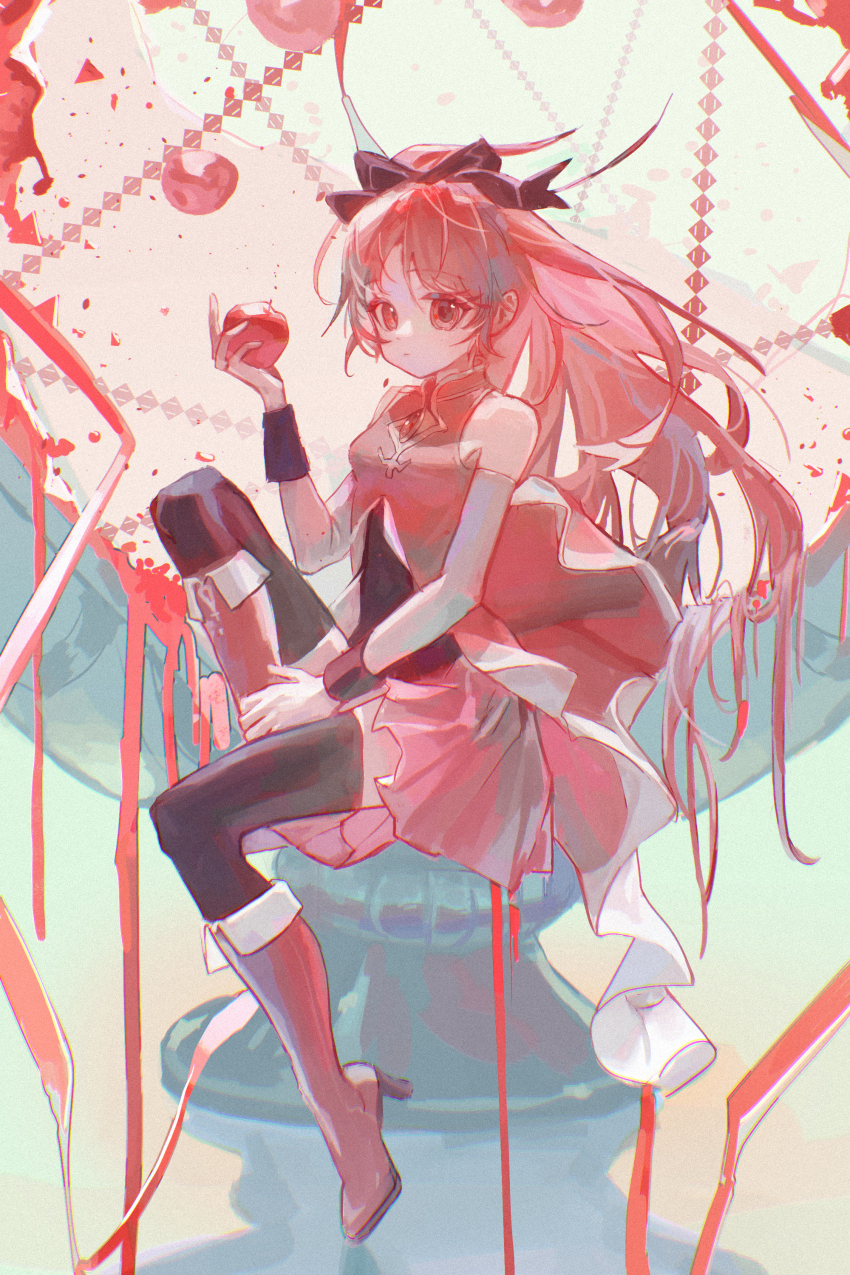 1girl absurdres detached_sleeves highres long_hair looking_at_viewer magical_girl mahou_shoujo_madoka_magica ponytail red_eyes red_hair sakura_kyoko sakura_kyoko_(magical_girl) solo wusubamineko