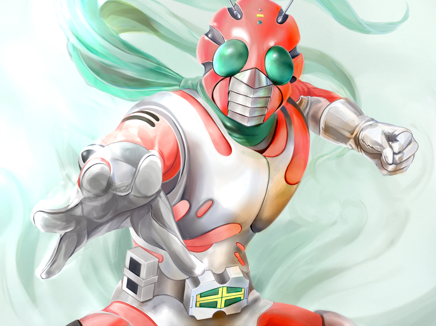 1boy belt foreshortening highres kamen_rider kamen_rider_zx kiyoshi☆mon male_focus scarf sei_mon solo