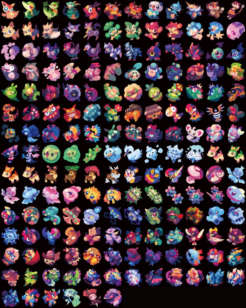 absurdres gen_5_pokemon genesect highres joltik kyurem legendary_pokemon litwick meloetta minccino mythical_pokemon nintendo oshawott pokemon shichi_(7cube_ori) snivy tepig tornadus tornadus_(incarnate) tornadus_(therian) victini