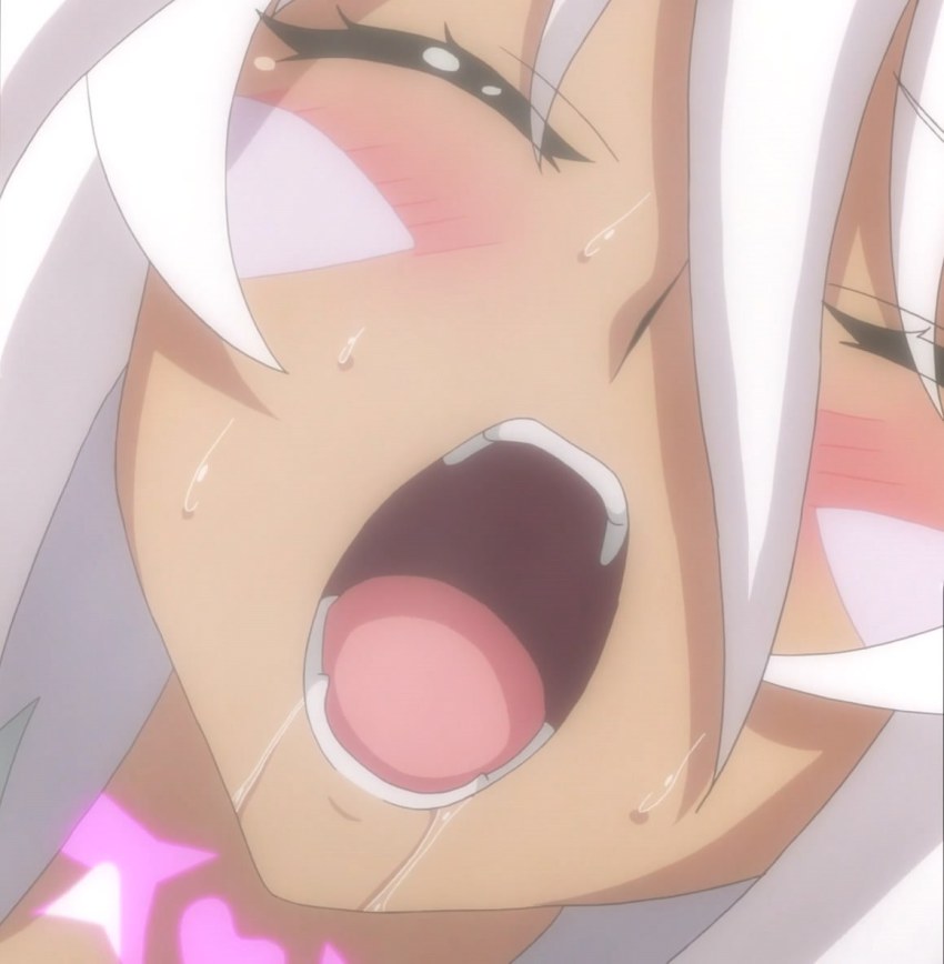 10s 1girl anime_screenshot blush closed_eyes demon_girl female_focus sexually_suggestive shinmai_maou_no_testament silver_hair solo zest