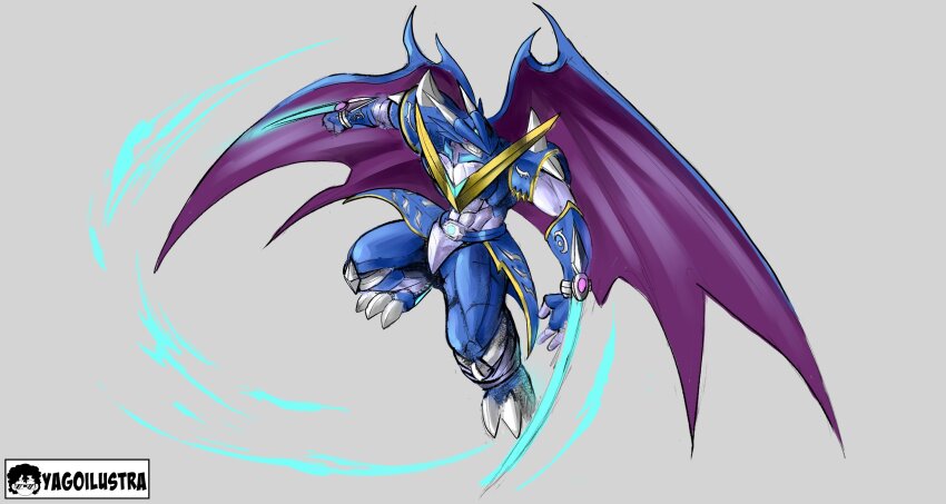 armor claws digimon digimon_(creature) highres horns muscular muscular_male solo ulforcev-dramon ulforcev-dramon_future_mode wings