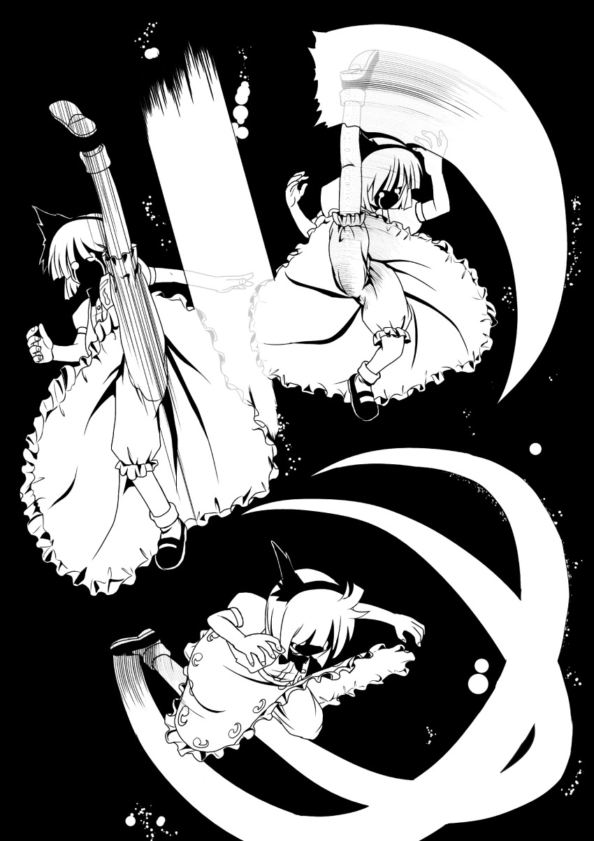 bad_id bad_pixiv_id comic genocide_cutter greyscale highres konpaku_youmu monochrome niiko_(gonnzou) parody the_king_of_fighters touhou translation_request