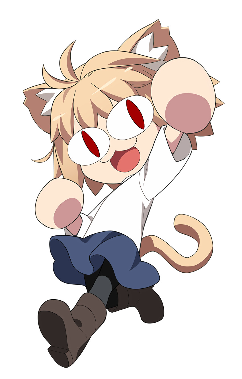 :3 absurdres animal_ears bazooka blonde_hair cat_ears cat_girl cat_tail english_text full_body highres long_sleeves melty_blood melty_blood:_type_lumina meme neco-arc official_art red_eyes shirt skirt standing sweater tail takeuchi_takashi transparent_background tsukihime tsukihime_(remake) turtleneck turtleneck_sweater weapon white_shirt