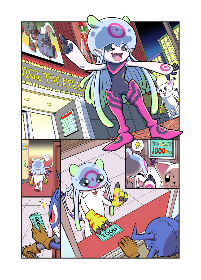 absurdres darktyranomon digimon digimon_(creature) giromon gorimon highres jellyfish_girl jellymon monster_girl tailmon tentacle_hair tentacles