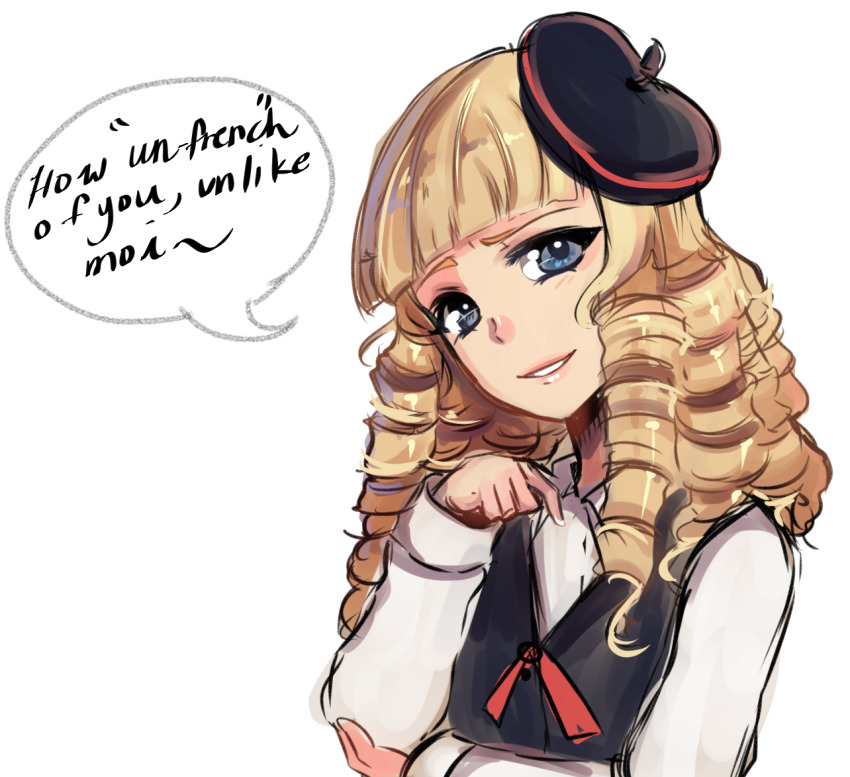 1girl angela_anaconda beret blue_eyes hat looking_at_viewer nanette_manoir smile solo