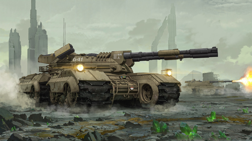building cannon caterpillar_tracks command_&amp;_conquer command_&amp;_conquer:_tiberium_wars crystal global_defense_initiative highres military military_vehicle motor_vehicle no_humans outdoors solaris_(xorn) tank tank_turret vehicle_focus