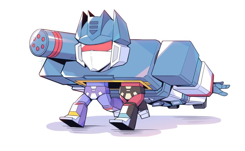 3boys assault_visor commentary decepticon frenzy_(transformers) looking_ahead mecha mio_(jian_wei) multiple_boys open_hands robot rumble_(transformers) running science_fiction shadow shoulder_cannon soundwave_(transformers) symbol-only_commentary transformers white_background