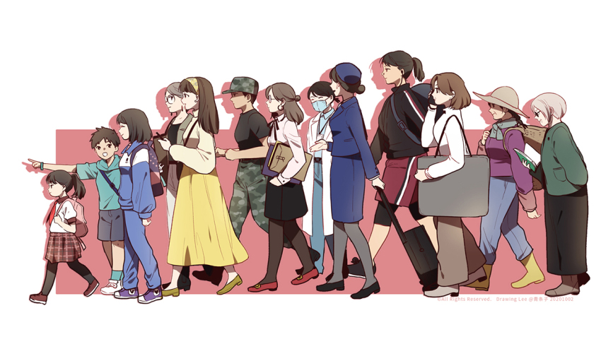 6+girls ^_^ aqua_hoodie aqua_socks backpack backpack_basket bag basket black_footwear black_hair black_legwear black_shirt blue_headwear blue_jacket blue_pants blue_skirt bob_cut book boots bracelet braid brown_hair brown_legwear brown_pants brown_skirt camouflage camouflage_headwear camouflage_pants capri_pants carrying carrying_under_arm cellphone child clenched_hands closed_eyes coat commentary_request covered_mouth dated doctor drawinglee earphones earrings envelope farmer flight_attendant formal_clothes from_side full_body glasses grey_hair grey_legwear grey_shorts hair_bun hairband half_updo hat holding holding_book holding_phone holding_strap hood hood_down hoodie hoop_earrings id_card jacket jewelry jogging lab_coat long_hair long_skirt long_sleeves looking_at_another mask military miniskirt mouth_mask multiple_girls neck_ribbon neckerchief old old_woman open_book original outstretched_arm outstretched_hand panties pants pants_under_shorts phone plaid_clothes plaid_skirt pointing ponytail profile puffy_short_sleeves puffy_sleeves purple_footwear reading red_footwear red_neckwear red_shorts red_skirt ribbon rolling_suitcase rubber_boots running scarf school_uniform shirt shoes short_hair short_sleeves shorts shoulder_bag sideways_glance silhouette single_hair_bun skirt skirt_set skirt_suit smile sneakers socks sportswear straight_hair stud_earrings suit suitcase sun_hat sweater t-shirt talking talking_on_phone tan track_jacket travel_attendant turtleneck turtleneck_sweater underwear walking white_footwear white_hair yellow_boots yellow_shoes yellow_skirt yellow_sweater