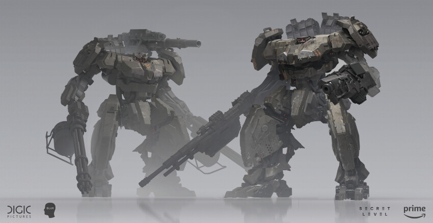 arm_cannon armored_core gatling_gun gun highres holding holding_gun holding_weapon humanoid_robot joints machine machine_gun mecha mecha_focus mechanical_arms mechanical_legs mechanization missile_pod no_humans robot robot_joints science_fiction shoulder_cannon war weapon xavier_minguell_xavi