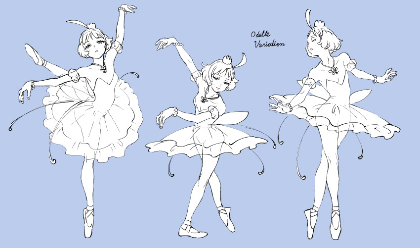 absurdres ahiru_(princess_tutu) ahoge ballerina ballet ballet_slippers bomhat breasts cleavage crown dancing en_pointe highres jewelry magical_girl necklace princess_tutu princess_tutu_(character) small_breasts tutu