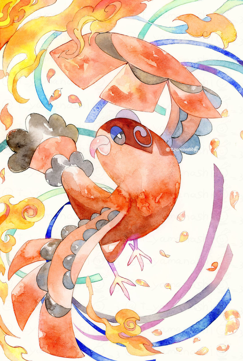 animal_focus bird bright_pupils closed_mouth commentary_request gen_7_pokemon grey_eyes half-closed_eyes highres nintendo no_humans oricorio oricorio_(baile) pokemon pokemon_(creature) smile solo white_background white_pupils yamanashi_taiki