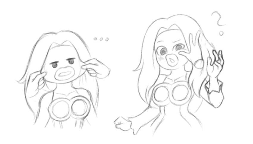 ... 1girl ? ayu_draws disembodied_hand dress fakemon game_freak gen_1_pokemon greyscale hand_on_another&#039;s_cheek hand_on_another&#039;s_face hand_up jitome jynx long_hair long_sleeves monochrome multiple_views nintendo pokemon sketch thick_lips white_background