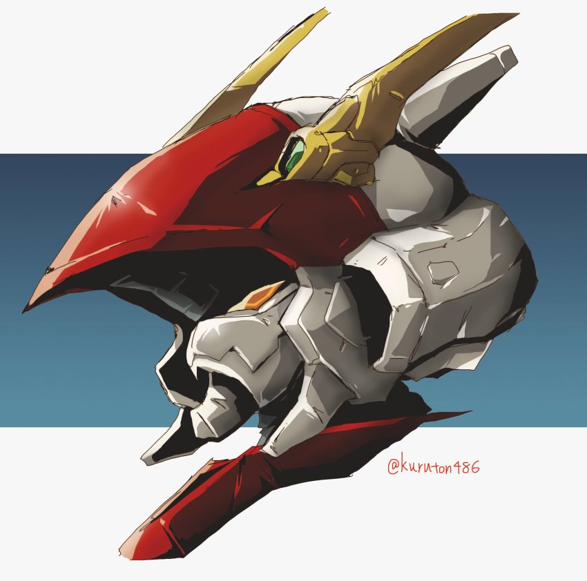 d-1 head_only highres kikou_senki_dragonar kuruton486 looking_ahead mecha no_humans orange_eyes robot science_fiction solo twitter_username