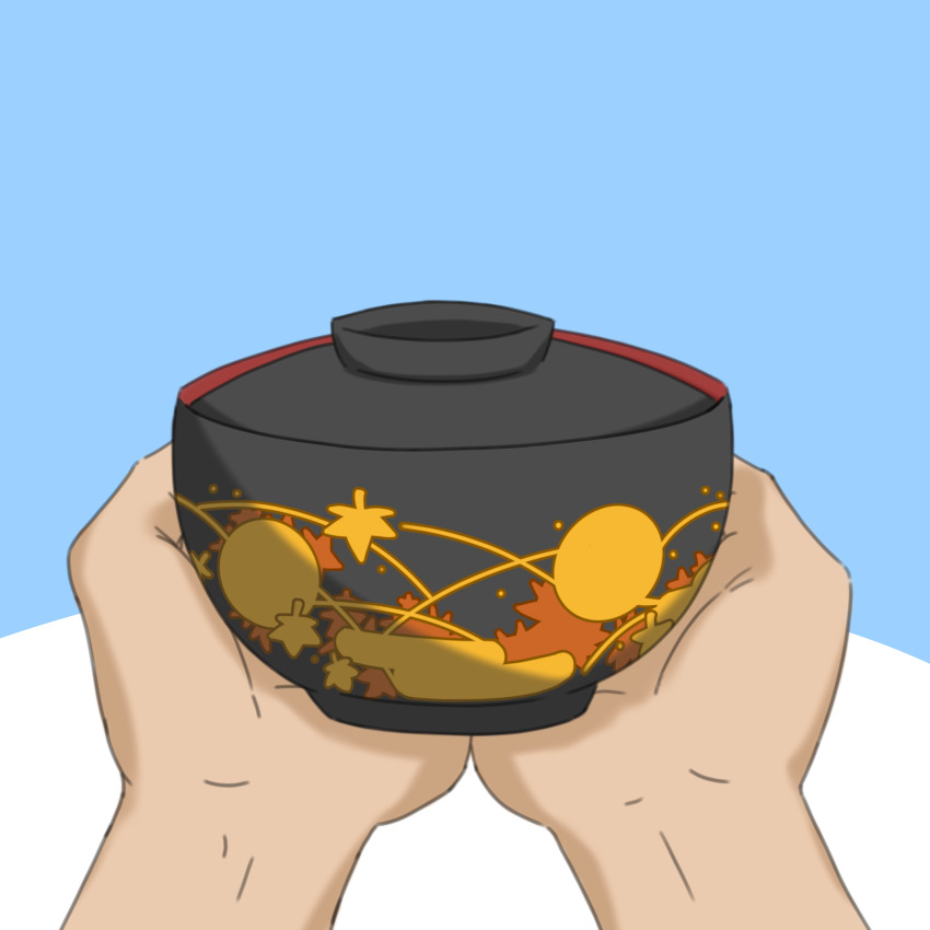 1other blue_background bowl commentary_request highres holding holding_bowl malivien pov pov_hands sukuna_shinmyoumaru touhou two-tone_background white_background