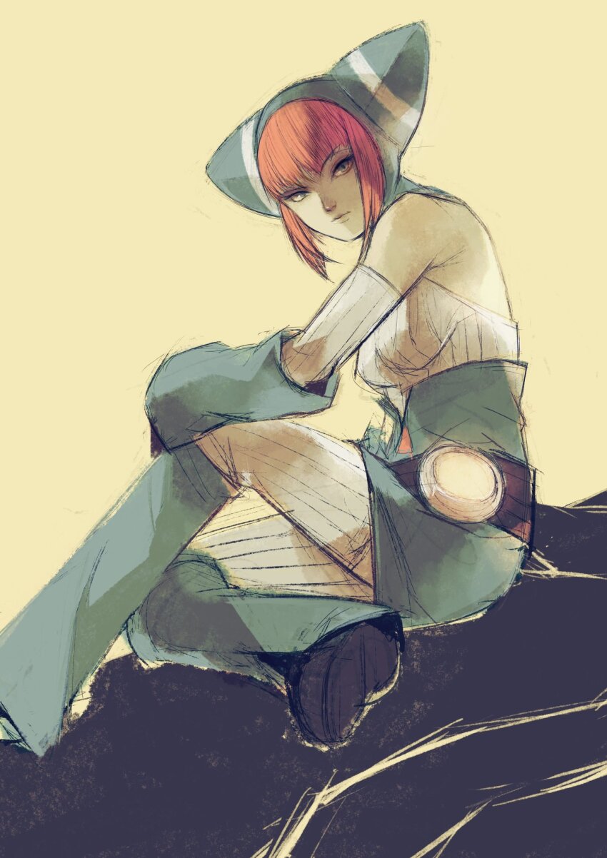 1girl animal_hood blue_eyes breasts breath_of_fire breath_of_fire_v cat_hood closed_mouth full_body gloves highres hood kannoaki lin_(breath_of_fire) looking_at_viewer medium_breasts orange_hair short_hair solo tail thighhighs