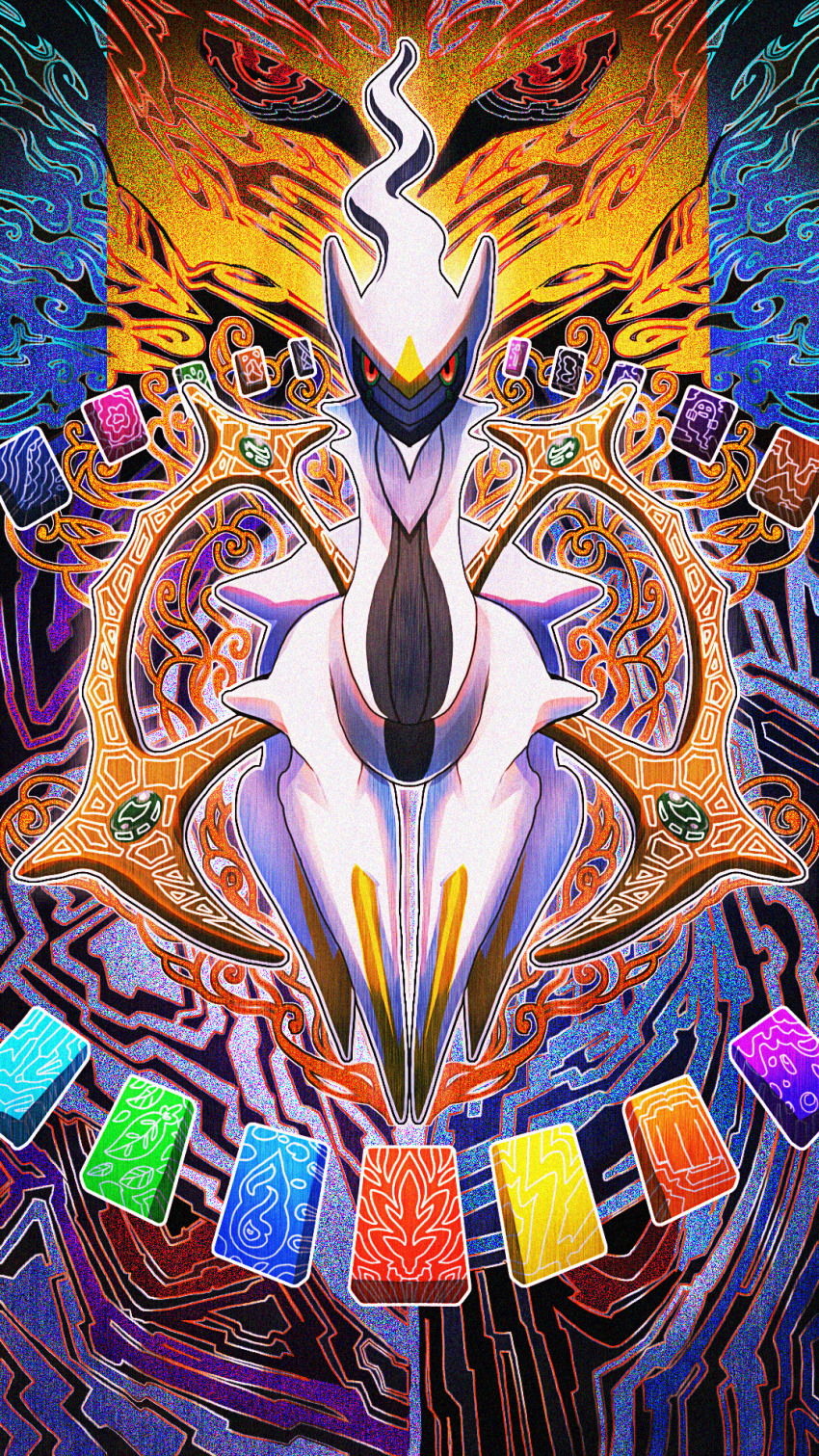 arceus colored_sclera commentary_request dialga full_body gen_4_pokemon giratina giratina_(origin) green_sclera highres legendary_pokemon miyagawa_(maxggguys) mythical_pokemon nintendo no_humans outline palkia plate_(pokemon) pokemon pokemon_(creature) pokemon_focus red_eyes solo_focus white_outline