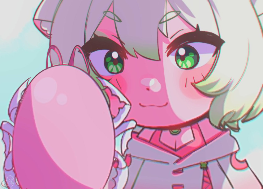 2girls animal_ears antenna_hair antennae arthropod_girl arthropod_limbs blush bob_cut chibi chibi_only cockroach_girl did_you_want_to_talk?_(meme) dress eyeshadow ferret_ears ferret_girl food fruit gradient_hair green_eyeshadow green_hair hair_between_eyes highres hood hood_down hoodie jacket jewelry kokomi_(aniesuakkaman) laimu_(vtuber) laimu_(vtuber)_(1st_costume) lime_(fruit) lime_slice long_hair looking_at_another looking_down makeup matara_kan matara_kan_(1st_costume) meme multicolored_hair multiple_girls necklace pink_dress pink_hair short_hair size_difference sundress tomodachi_life tomodachi_life:_living_the_dream two-tone_hair white_hair white_jacket