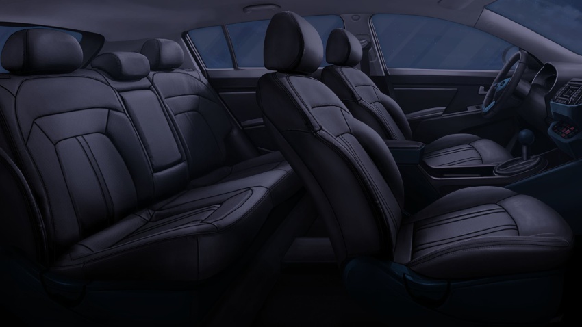 car_interior car_seat dark from_side grey_theme highres leather night no_humans non-web_source official_art our_life:_beginnings_and_always scenery steering_wheel sunset window_light