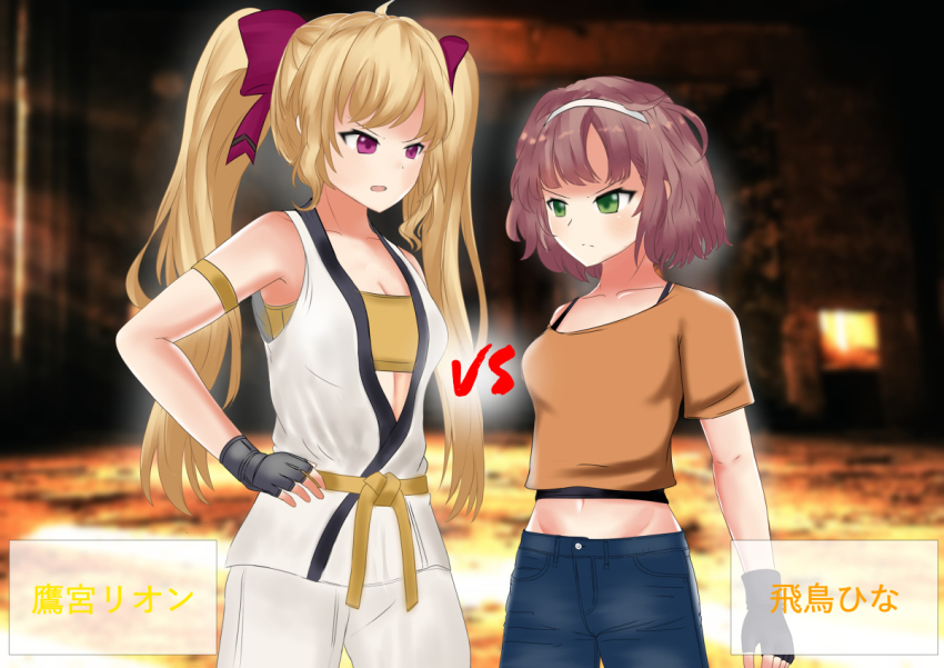 2girls artist_request asuka_hina catfight commission multiple_girls nijisanji pixiv_commission tagme takamiya_rion translation_request virtual_youtuber
