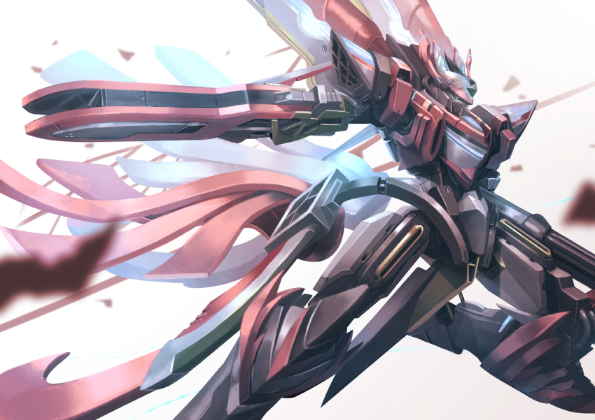 blurry blurry_foreground majestic_prince mecha mecha_request no_humans red_five robot sabine_ss science_fiction simple_background solo white_background