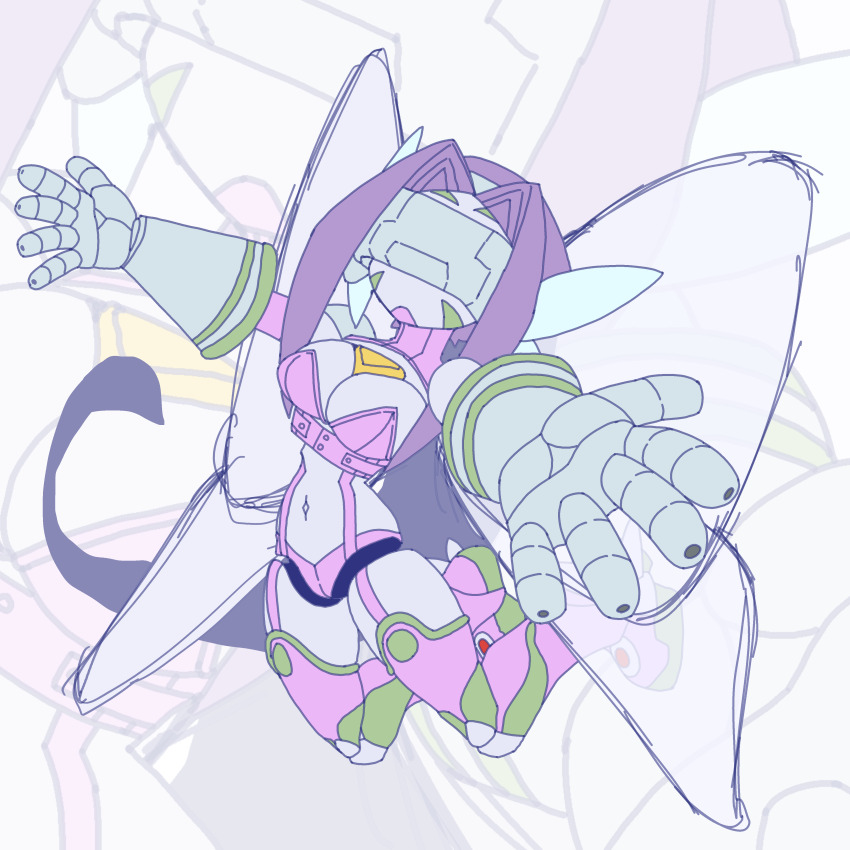 1girl absurdres artist_request crossover digimon digimon_frontier fairimon fairy_wings female_focus gynoid highres medarot medarot_(robot) no_mouth robot robot_girl solo tagme wings