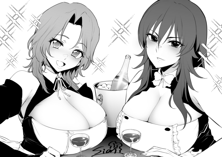 2girls breasts dream_c_club dream_c_club_(series) futaba_riho large_breasts long_hair multiple_girls sian smile