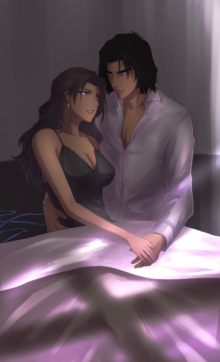 1boy 1girl asimov_solensan couple cowboy_bebop dark-skinned_female dark-skinned_male dark_skin hetero highres katerina_solensan