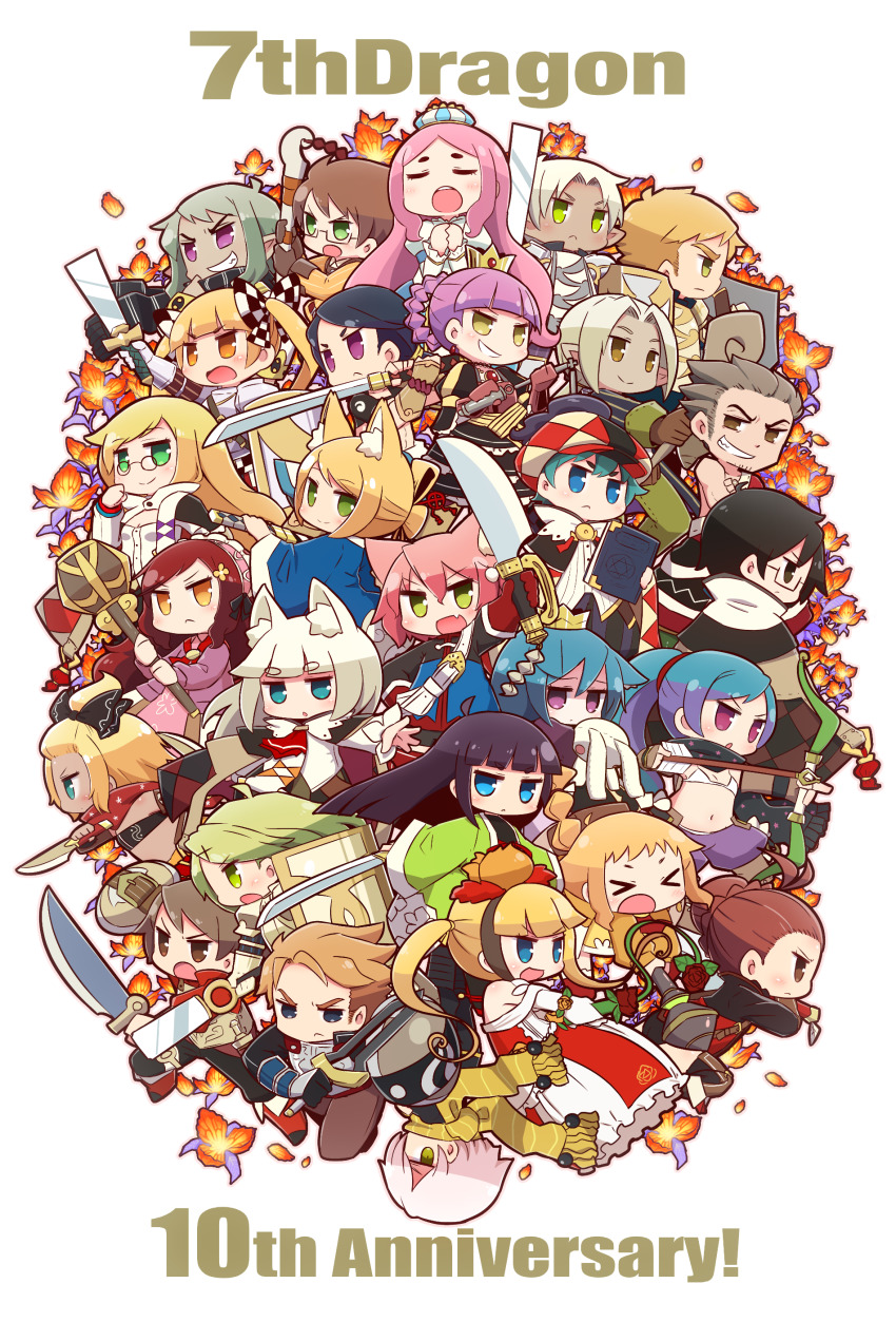 &gt;:( &gt;_&lt; 6+boys 6+girls 7th_dragon 7th_dragon_(series) :&lt; :d :o abs absurdres ahoge alusha_(7th_dragon) animal_ear_fluff animal_ears anniversary antenna_hair aqua_hair ares_(7th_dragon) arm_up armor arrow_(projectile) backpack bag bandeau bare_arms bare_shoulders belt belt_buckle berich_(7th_dragon) bike_shorts bikini bikini_top_only black-framed_eyewear black_bandeau black_bodysuit black_bow black_coat black_dress black_eyes black_gloves black_hair black_hairband black_jacket black_legwear black_pants black_scarf black_shorts blonde_hair blue_dress blue_eyes blue_hair blue_jacket blue_pants blunt_bangs blush bodysuit book boon_(7th_dragon) boots bow bow_(weapon) braid breastplate breasts brown_belt brown_eyes brown_footwear brown_gloves brown_hair brown_jacket brown_pants bubble_skirt buckle cabbie_hat cape cat_ears character_request checkered_bow checkered_cape checkered_clothes checkered_hat closed_eyes closed_mouth coat collarbone commentary_request copyright_name crossed_arms crown dagger dark-skinned_male dark_elf dark_skin dress dual_wielding elbow_gloves elf eustis_(7th_dragon) fang fighter_(7th_dragon) fighting_stance floro_(7th_dragon) flower fox_ears fringe_trim frown gassan_(7th_dragon) gauntlets glasses glast_(7th_dragon) gloves green_eyes green_hair green_pants grin grion_(7th_dragon) hair_between_eyes hair_bobbles hair_bow hair_bun hair_flower hair_ornament hairband hand_on_own_hip hand_up hands_up haori harukara_(7th_dragon) hat hatch_(7th_dragon) healer_(7th_dragon) highres holding holding_arrow holding_book holding_bow_(weapon) holding_dagger holding_knife holding_shield holding_staff holding_sword holding_weapon holding_whip hugging_object ikurakun_(7th_dragon) jacket japanese_clothes jericho_(7th_dragon) juliet_sleeves katana kate_(7th_dragon) kevin_(7th_dragon) knee_boots knife knight_(7th_dragon) leo_(7th_dragon) long_hair long_sleeves low_ponytail mage_(7th_dragon) maron_(7th_dragon) melk_(7th_dragon) mini_crown mini_hat moiko_(7th_dragon) mol_(7th_dragon) momomeno_(7th_dragon) multicolored_hair multiple_boys multiple_girls naga_u namuna_(7th_dragon) navel off_shoulder one_side_up open_clothes open_coat open_jacket open_mouth orange_eyes orange_flower orange_pants outstretched_arm own_hands_together pants parted_lips petals pince-nez pink_hair pink_hairband pink_skirt pointy_ears ponytail princess_(7th_dragon) profile puffy_pants puffy_short_sleeves puffy_sleeves purple_eyes purple_hair purple_jacket purple_pants purple_shirt ran_(7th_dragon) ready_to_draw red_flower red_footwear red_gloves red_hair red_jacket red_pants red_rose red_scarf red_shirt rogue_(7th_dragon) rosary_(7th_dragon) rose samurai_(7th_dragon) sandals scarf semi-rimless_eyewear sharuru_(7th_dragon) sheath sheathed shield shirt shishimaru_(7th_dragon) short_eyebrows short_shorts short_sleeves shorts simple_background single_braid single_hair_bun skirt small_breasts smile sora_(7th_dragon) staff striped_clothes striped_jacket striped_pants striped_scarf striped_skirt stuffed_animal stuffed_rabbit stuffed_toy swimsuit sword thick_eyebrows thigh_boots thighhighs thighhighs_under_boots topless_male twintails two-handed two-tone_hair under-rim_eyewear v-shaped_eyebrows vambraces vanessa_(7th_dragon) vertical-striped_clothes vertical-striped_jacket vertical-striped_pants vertical-striped_scarf vertical-striped_skirt very_long_hair weapon whip white_background white_belt white_bikini white_gloves white_hair white_jacket white_pants white_shirt white_skirt wide_sleeves yac_(7th_dragon) yellow_flower yellow_scarf yellow_skirt
