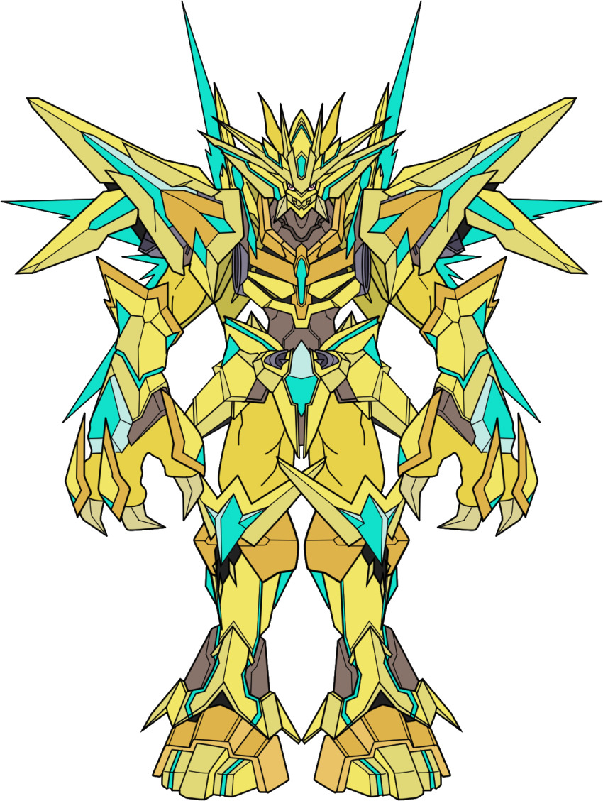 1boy claws colored_skin digimon digimon_(creature) highres magnamon magnamon_x-antibody magnamon_x-antibody_gold_digizoid_mode male_focus solo transparent_background yellow_skin