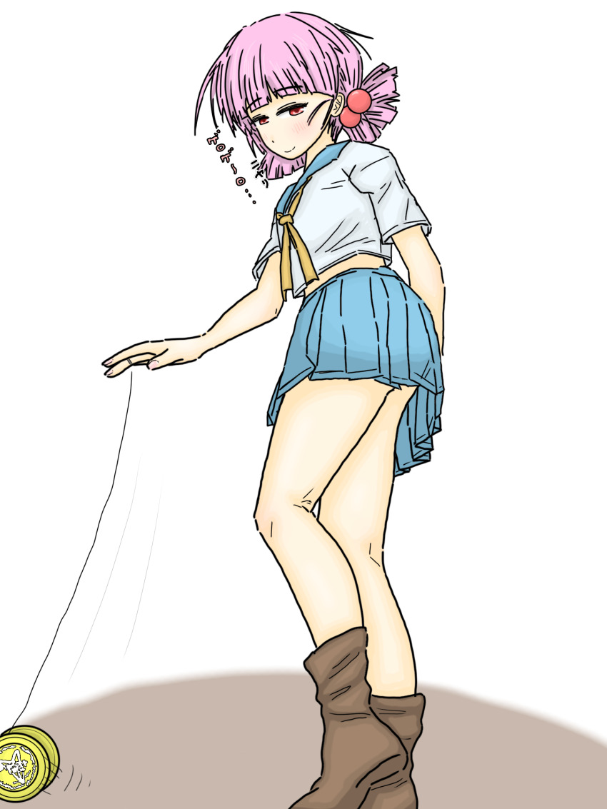 chousoku_spinner highres miniskirt oni_kamaboko_ichigo_daifuku pink_hair skirt tagme yo-yo
