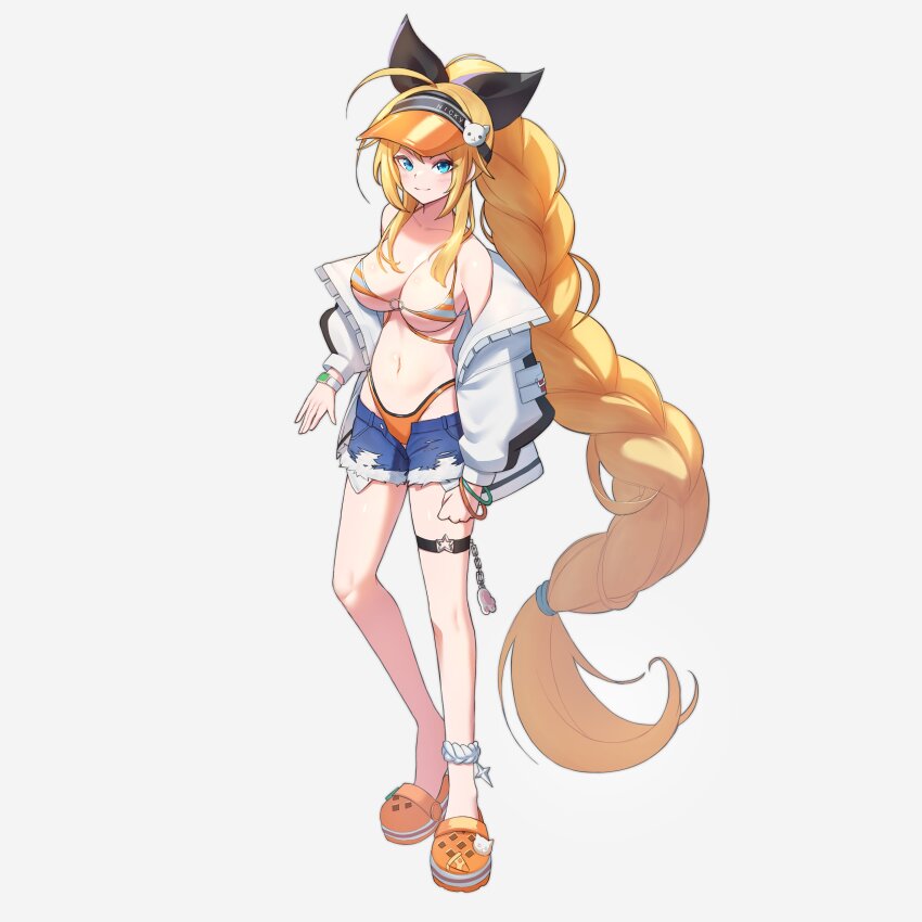 1girl absurdres black_survival blonde_hair eternal_return:_black_survival groin highres kopeolgi nicky_blake simple_background swimsuit tagme white_background