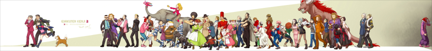 6+boys 6+girls absolutely_everyone absurdres ace_attorney ace_attorney_investigations ace_attorney_investigations_2:_prosecutor&#039;s_gambit afro aged_down ahoge aizawa_shimon angry animal anniversary apron artist_name ascot backpack bag bandage_over_one_eye bandages bandaid barefoot beads beard bird black_eyes black_hair blind blonde_hair blue_eyes blue_hair boots bow bowtie braid brown_gloves brown_hair capcom cape capri_pants carmelo_gusto cast character_request chef_hat chest_hair child clenched_teeth closed_eyes clown clown_boy colored_skin copyright_name covering_face cross-laced_footwear curly_hair dark_skin delicy_scone detective dick_gumshoe dog dress dual_persona elbow_gloves elephant ema_skye everyone facial_hair fake_beard fake_facial_hair fake_horns father_and_daughter father_and_son fedora feet fingerless_gloves flipped_hair formal_clothes frank_sahwit franziska_von_karma freckles fur_trim glasses gloves goggles grandmother_and_granddaughter green_eyes gregory_edgeworth grey_hair grin gun hair_down hair_intakes hand_on_own_face hand_on_own_hip hands_in_pockets hat hayami_mikiko height_difference helmut_(ace_attorney) hiding high_heels high_ponytail highres hood hooded_jacket horns houinbou_ryouken hyoudou_isaki ichiyanagi_bansai ichiyanagi_yumihiko itami_otome jacket jacket_on_shoulders japanese_clothes jewelry judge kagome_tsubasa kamei_ryuuji karakusa_(pattern) kay_faraday key kimono knee_boots lab_coat larry_butz lipstick long_dress long_hair long_image looking_back looking_up lotta_hart makeup manfred_von_karma mikagami_hakari miles_edgeworth miniskirt miwa_marii monocle mother_and_son multiple_boys multiple_girls multiple_persona mustache mutou_touko naitou_manosuke neck_brace necktie nurse open_mouth orinaka_shuuji ou_teikun oyashiki_tsukasa pants pantyhose parrot penny_nichols pink_pants pleated_skirt polly_(ace_attorney) ponytail prayer_beads prison_clothes profile puffy_pants puffy_sleeves red_gloves red_hair regina_berry reka ring ringlets rou_dairyuu running sandals sarushiro_souta sash scared scarf shelly_de_killer shi-long_lang shiryuu_rou shoes short_hair shorts shorts_under_skirt sideways_mouth skirt sleeveless smile socks spoilers striped_clothes striped_pants striped_socks striped_thighhighs suit sunglasses sweat teeth tenkai_issei thank_you thick_eyebrows thighhighs tiara time_paradox tojiro_gai tongue traditional_bowtie twintails unworn_hat unworn_headwear vertical_stripes vest weapon whip whipping white_background white_hair white_skin wide_image will_powers zettai_ryouiki