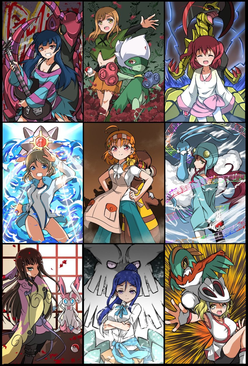 6+girls abomasnow altaria amatume111 candice_(pokemon) candice_(pokemon)_(cosplay) cosplay gardenia_(pokemon) gardenia_(pokemon)_(cosplay) gen_1_pokemon gen_3_pokemon gen_4_pokemon gen_5_pokemon gen_6_pokemon hands_on_own_hips hawlucha haxorus highres iris_(pokemon) iris_(pokemon)_(cosplay) korrina_(pokemon) korrina_(pokemon)_(cosplay) kunikida_hanamaru kurosawa_dia kurosawa_ruby lenora_(pokemon) lenora_(pokemon)_(cosplay) love_live! love_live!_sunshine!! matsuura_kanan misty_(pokemon) misty_(pokemon)_(cosplay) multiple_girls nintendo ohara_mari poke_ball poke_ball_(basic) pokemon roserade roxie_(pokemon) roxie_(pokemon)_(cosplay) sakurauchi_riko scolipede starmie sylveon takami_chika tsushima_yoshiko valerie_(pokemon) valerie_(pokemon)_(cosplay) watanabe_you watchog winona_(pokemon) winona_(pokemon)_(cosplay)