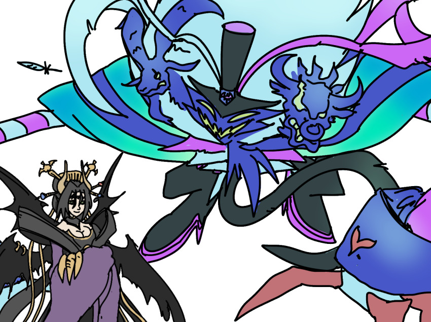 asmodeus_(helluva_boss) breasts demon demon_girl digimon digimon_(creature) fallen_angel hazbin_hotel lilithmon mark_of_evil medium_breasts mephismon minotaurmon wings