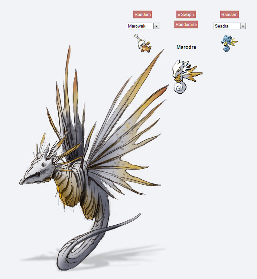 artist_request fins fusion gen_1_pokemon highres marowak nintendo no_humans pokemon pokemon_(creature) seadra solo