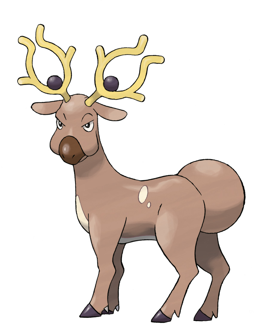 animal_focus antlers closed_mouth full_body gen_2_pokemon highres horns nintendo no_humans official_art pokemon pokemon_(creature) pokemon_focus pokemon_hgss solo stantler sugimori_ken third-party_source transparent_background