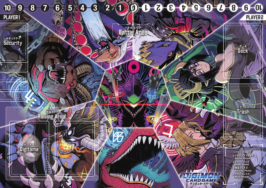 1girl 5boys angel_wings asymmetrical_wings barbamon bare_shoulders beard beelzebumon belphemon black_fur black_hair black_wings blonde_hair body_fur breasts breath_weapon breathing_fire cleavage demon demon_(digimon) demon_girl digimon digimon_(creature) digimon_card_game facial_hair fire group_picture highres large_breasts leviamon lilithmon lucemon_falldown_mode multiple_boys ogudomon sasasi second-party_source sharp_teeth short_hair sword teeth weapon white_wings wings