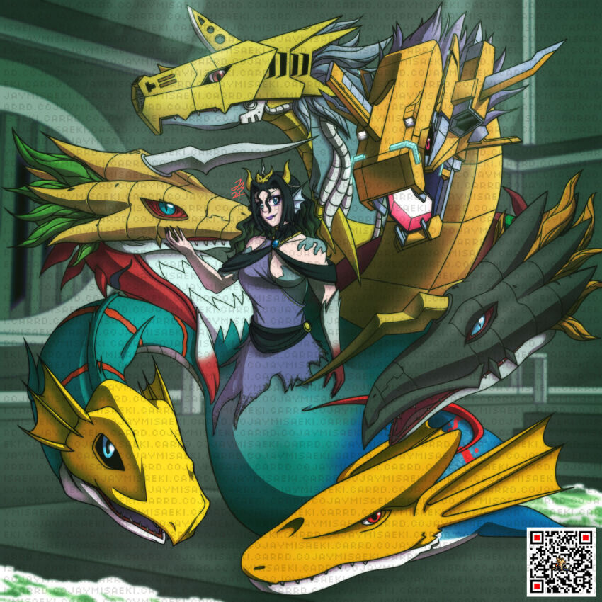 1girl digimon digimon_(creature) female_focus fusion gigaseadramon highres megaseadramon metalseadramon oridigi original seadramon seadramon_x-antibody solo waruseadramon