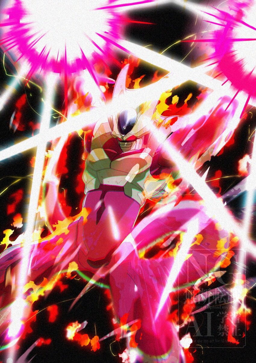 1boy aura black_background colored_skin cooler_(dragon_ball) cowboy_shot dragon_ball dragonball_z energy_ball highres male_focus purple_skin red_eyes solo stktik09060906