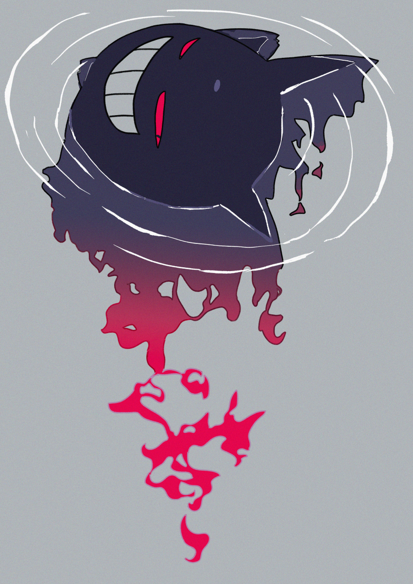 absurdres afloat commentary gen_1_pokemon gengar grin half-closed_eyes highres nintendo no_humans pink_eyes pokemon pokemon_(creature) ripples saiku_(zvlku) smile solo teeth