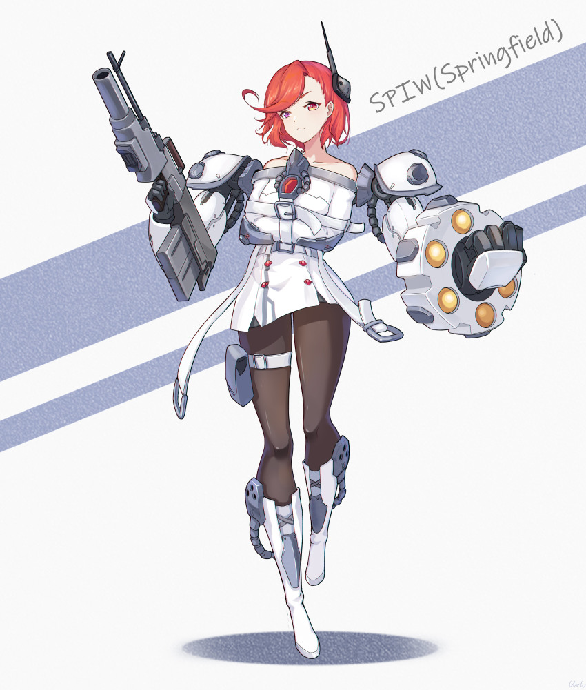 1girl 40x46_lv_hedp_m433 40x46mm_lv absurdres all-purpose_hand-held_weapon_(military_program) ammunition anti-materiel_cartridge assault_rifle bullpup burst_fire_gun burst_fire_rifle clotho_matcha double-compartment_magazine double-stack_magazine extra_arms girls&#039;_frontline grenade_cartridge grenade_launcher gun heterochromia high-capacity_magazine highres holding holding_gun holding_weapon long_gun magazine_(weapon) mechanical_arms military_program multiple-barrel_gun needlegun orange_eyes orange_hair original personification project_niblick_(military_program) prosthesis prosthetic_arm prototype prototype_design purple_eyes red_hair restrained restraints rifle shoes special_purpose_individual_weapon_(military_program) springfield_armory springfield_armory_spiw straightjacket symbol-shaped_pupils underbarrel_grenade_launcher weapon
