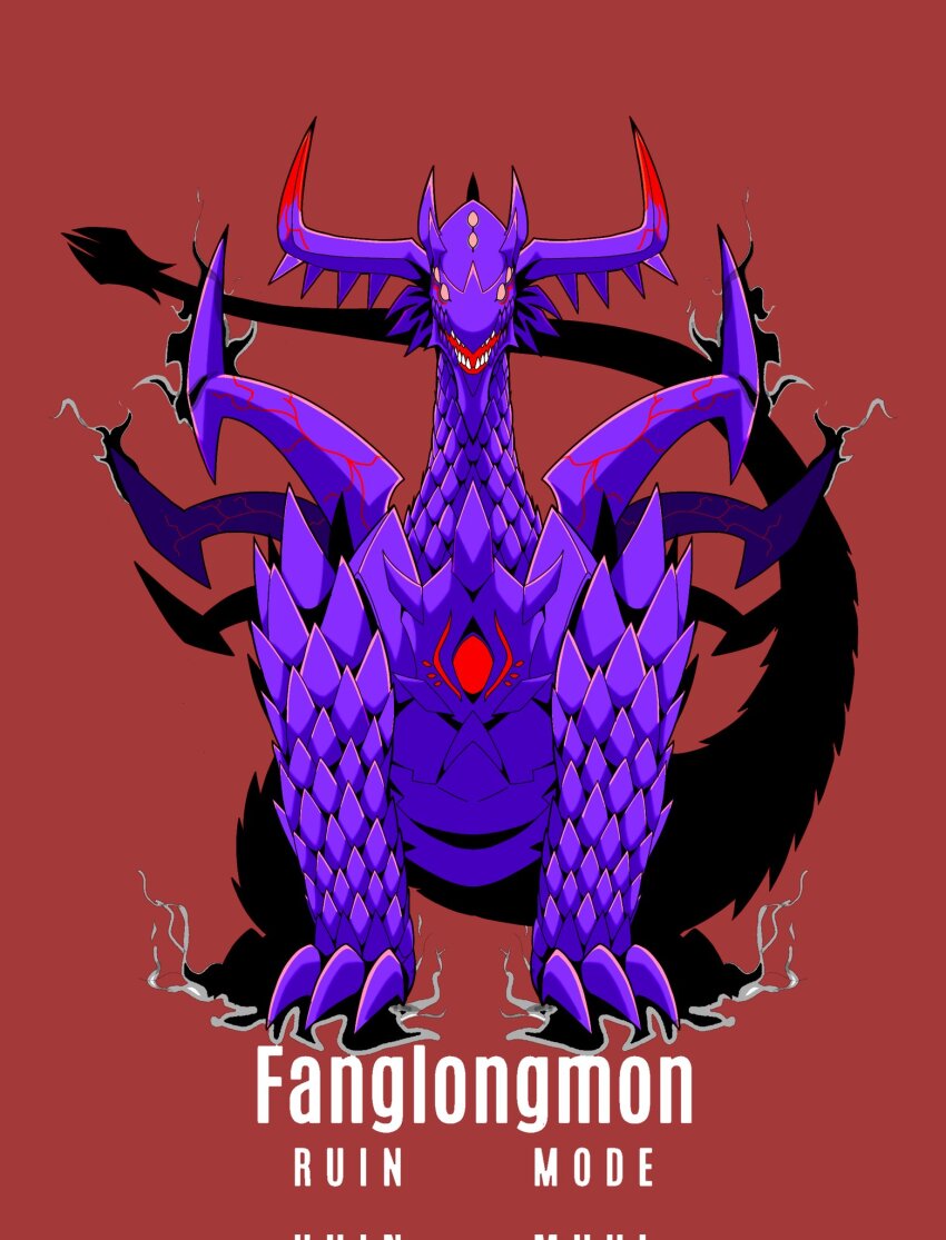 1other corruption digimon digimon_(creature) dragon highres huanglongmon huanglongmon_ruin_mode other_focus solo