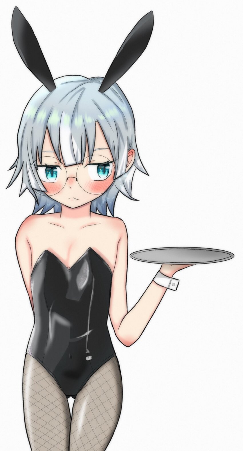 1girl animal_costume artist_request blush glasses hifumi_suu highres kimi_no_koto_ga_dai_dai_dai_dai_daisuki_na_100-nin_no_kanojo rabbit_costume rabbit_ears short_hair wheel_100kano