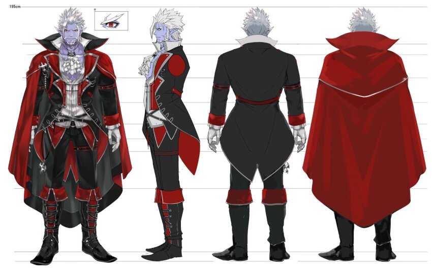 1boy ascot beard belt black_belt black_boots black_cape black_jacket black_pants boots cape closed_mouth collarbone collared_cape collared_shirt commentary_request crossed_belts facial_hair facing_away fold-over_boots frilled_sleeves frills gilzaren_iii gilzaren_iii_(1st_costume) gloves height high_collar jacket jewelry lapels long_sleeves looking_at_viewer male_focus multiple_views necklace nijisanji official_art open_clothes open_jacket pants popped_collar profile red_cape red_eyes reference_sheet second-party_source shirt short_hair simple_background sleeve_cuffs smile sousuke2434 spiked_hair thigh_strap two-sided_cape two-sided_fabric v-shaped_eyebrows virtual_youtuber white_ascot white_background white_facial_hair white_gloves white_hair white_shirt