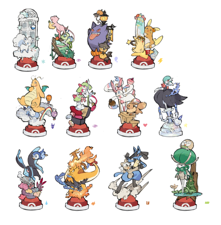 6+others aircraft alolan_form alolan_raichu alolan_vulpix black_skin blue_eyes blue_fur bow brown_eyes calyrex candle celebi charizard cherry climbing closed_eyes cloud colored_skin coral dragon dragon_tail dragon_wings dragonite dratini drifloon eevee exeggutor fighting_stance fire fish flower flying food fruit gardevoir gem gen_1_pokemon gen_2_pokemon gen_3_pokemon gen_4_pokemon gen_5_pokemon gen_6_pokemon gen_7_pokemon gen_8_pokemon gengar gigantamax gigantamax_charizard grass green_skin grey_gemstone head_wreath heart heart-shaped_eyewear highres holding holding_food holding_fruit hot_air_balloon ice jewelry kirlia kubfu lamppost legendary_pokemon lightning_bolt_symbol litwick log looking_at_another looking_down looking_to_the_side looking_up lucario lumineon mantine mega_charizard_x mega_gardevoir mega_pokemon mew_(pokemon) multiple_others mushroom mythical_pokemon necklace nintendo on_water open_mouth orange_fur orange_gemstone orange_skin pearl_necklace pikachu pink_bow pink_eyes pink_skin piplup plant pokemon pokemon_(creature) pumpkaboo pumpkin raichu rainbow ralts red_eyes red_gemstone red_ribbon ribbon rowlet scissors smile snom stairs standing standing_on_liquid star_(symbol) starshadowmagician sunglasses surfboard swimming sylveon tail teeth tongue tongue_out upper_teeth_only vines vulpix water white_background white_fur white_skin window wings yellow_fur