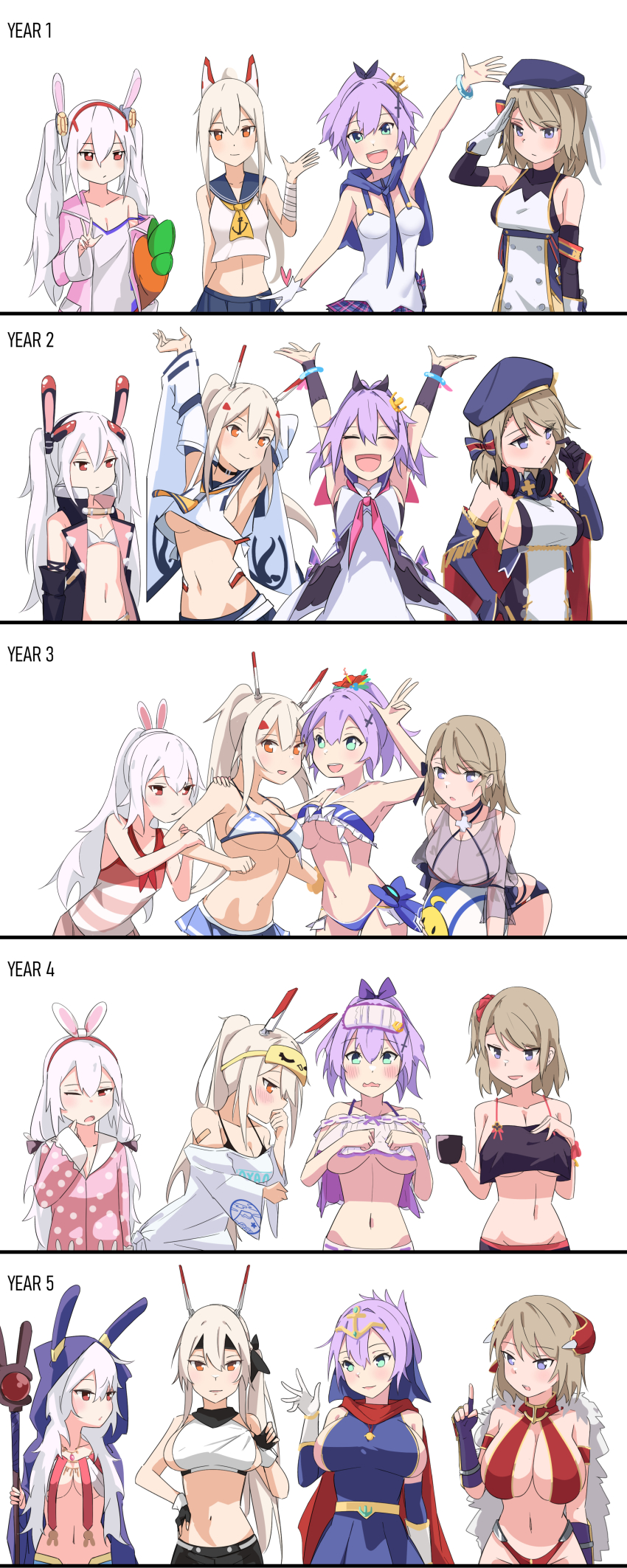 4girls :d absurdres age_progression aged_up alternate_breast_size anchor_symbol animal_ears animal_hood arm_up armor armpits arms_up ascot ayanami_(azur_lane) ayanami_(dynamic_kick!)_(azur_lane) ayanami_(off-duty_battle_station_gear)_(azur_lane) azur_lane ball bare_shoulders beach_volleyball bent_over beret bikini bikini_armor black_bikini black_camisole black_choker black_gloves blue_bikini blue_bow blue_dress blue_eyes blue_robe blue_sailor_collar blue_skirt blush bow bra bra_peek bracelet breast_curtains breast_envy breast_expansion breast_press breasts buttons camisole cape choker cleavage commentary covering_breasts covering_privates cowboy_shot crop_top cross cross_hair_ornament crown cup detached_sleeves double-breasted dress english_commentary eye_mask fake_animal_ears fingerless_gloves flat_chest flower flying_kick frilled_bikini frills gloves green_eyes hair_between_eyes hair_bow hair_flower hair_ornament hair_scrunchie hairband hand_on_own_chest hand_on_own_hip hand_to_forehead hand_to_own_mouth hat headgear high_ponytail highleg highleg_bikini highres holding holding_another&#039;s_arm holding_ball holding_cup holding_staff holding_toy hood hooded_robe iron_cross jacket javelin_(a_legend_is_born?!)_(azur_lane) javelin_(azur_lane) javelin_(beach_picnic!)_(azur_lane) javelin_(operation:_pillow_fight!)_(azur_lane) javelin_(retrofit)_(azur_lane) jewelry kicking kotalier laffey_(azur_lane) laffey_(sleep_to_clean_another_day)_(azur_lane) laffey_(sleepageddon)_(azur_lane) large_breasts lavender_shorts light_brown_hair long_hair long_sleeves looking_at_viewer loungewear magician martial_arts medium_breasts medium_hair microskirt midriff mini_crown miniskirt multiple_girls navel neckerchief off_shoulder official_alternate_costume one_eye_closed open_clothes open_mouth open_robe orange_eyes pajamas pink_jacket pink_pajamas pink_sailor_collar pink_shirt pleated_skirt polka_dot polka_dot_pajamas ponytail purple_hair rabbit_ears rabbit_hood red_armor red_bikini red_cape red_eyes red_flower red_scrunchie retrofit_(azur_lane) revealing_clothes ribbon-trimmed_shorts ribbon_trim robe sailor_collar school_uniform scrunchie see-through_clothes shirt short_hair shorts sidelocks simple_background single_glove skirt sleep_mask sleepwear sleepy sleeveless sleeveless_shirt sleeves_past_wrists small_breasts smile staff stomach striped_bow stuffed_carrot stuffed_toy swimsuit taut_clothes taut_dress tilted_headwear toy twintails underboob underwear upper_body very_long_hair white_background white_bikini white_bra white_camisole white_gloves white_hair white_shirt white_sleeves wide_ponytail wrist_guards wrist_scrunchie yellow_ascot yellow_neckerchief z23_(azur_lane) z23_(breezy_doubles)_(azur_lane) z23_(keeper_of_the_comf-fort)_(azur_lane) z23_(retrofit)_(azur_lane) z23_(upgrade_failure?!)_(azur_lane)