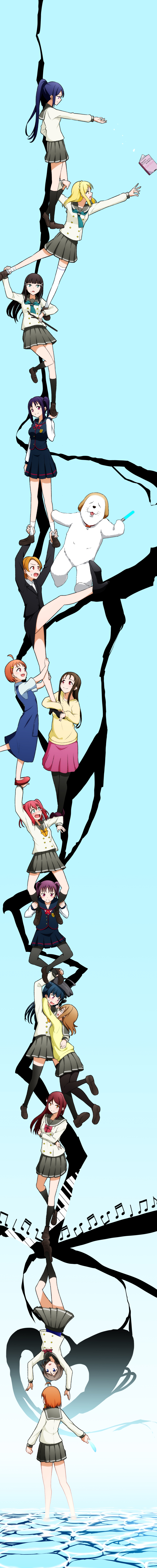 6+girls absurdres ahoge blue_eyes blue_hair brown_hair durarara!! gloves grey_hair hair_ornament hair_ribbon highres incredibly_absurdres kazuno_leah kazuno_sarah kunikida_hanamaru kurosawa_dia kurosawa_ruby long_hair long_image long_sleeves looking_at_viewer love_live! love_live!_sunshine!! matsuura_kanan multiple_girls never_say_never_(durarara!!) norimituko notebook ohara_mari open_mouth orange_hair purple_eyes purple_hair red_hair ribbon saint_snow sakurauchi_riko school_uniform serafuku shiitake_(love_live!) short_hair siblings sisters smile takami_chika takami_chika&#039;s_mother takami_mito takami_shima tall_image tsushima_yoshiko twintails uranohoshi_school_uniform watanabe_you