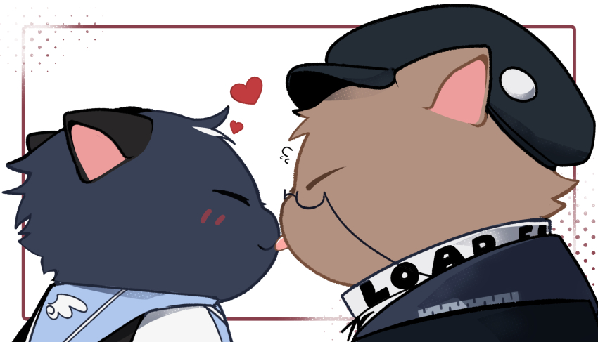 2boys cat commandant_(pgr) dochikun grooming heart highres image_sample lee:_palefire_(ivy)_(pgr) lee:_palefire_(pgr) lee_(pgr) licking multiple_boys official_alternate_costume pixiv_sample punishing:_gray_raven white_background