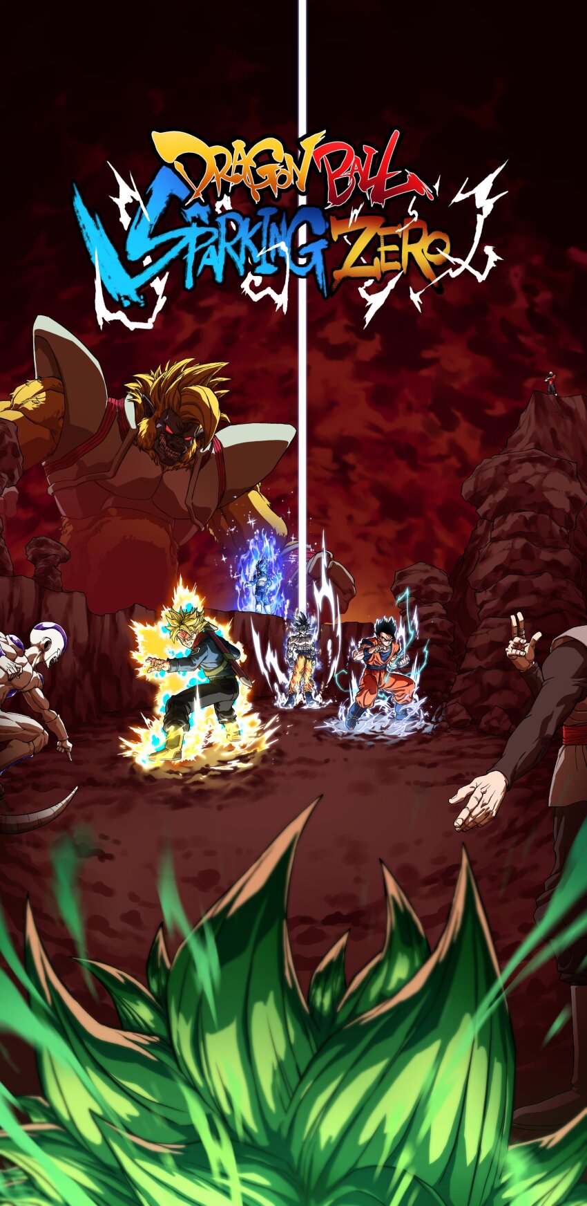 6+boys absurdres aura baby_vegeta bakarott black_eyes black_hair blonde_hair blue_bodysuit blue_hair blue_jacket blue_shirt body_fur bodysuit broly_(dragon_ball_super) colored_skin copyright_name dougi dragon_ball dragon_ball:_sparking! dragon_ball_super dragon_ball_super_broly dragonball_z electricity frieza goku_black green_eyes green_hair highres jacket jiren multiple_boys oozaru orange_pants orange_shirt pants potential_unleashed red_eyes saiyan_armor sharp_teeth shirt son_gohan son_goku super_saiyan super_saiyan_blue_evolved sword sword_on_back teeth torn_clothes torn_shirt trunks_(dragon_ball) trunks_(future)_(dragon_ball) ultra_instinct weapon weapon_on_back white_skin yellow_fur